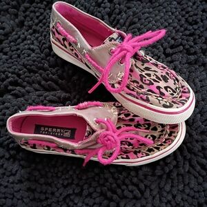 Sperry Kids' Pink and Black Leopard Sneakers